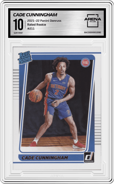 Cade Cunningham from the 2021-22 Panini Donruss set graded by Arena Club and given an overall grade of 10.