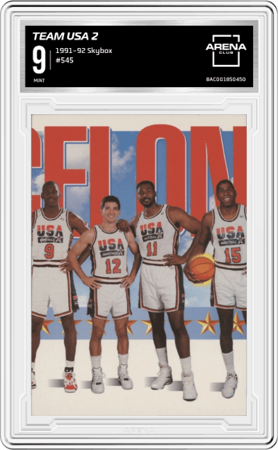 Team USA 2 from the 1991-92 Skybox set graded by Arena Club and given an overall grade of 9.