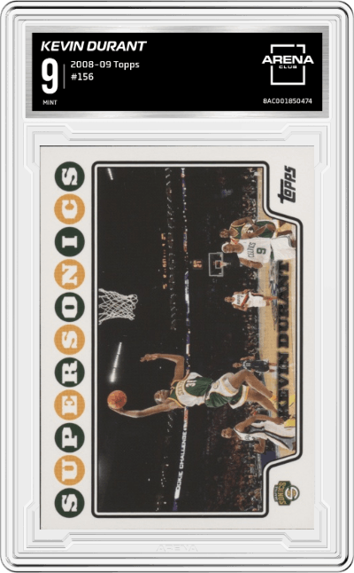 Kevin Durant from the 2008-09 Topps set graded by Arena Club and given an overall grade of 9.