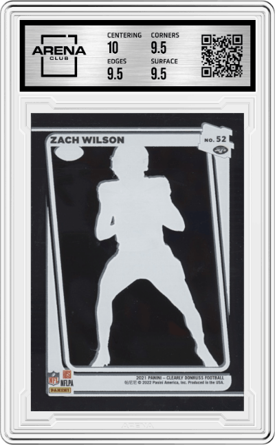 Zach Wilson from the 2021 Panini Clearly Donruss set graded by Arena Club and given an overall grade of 10.