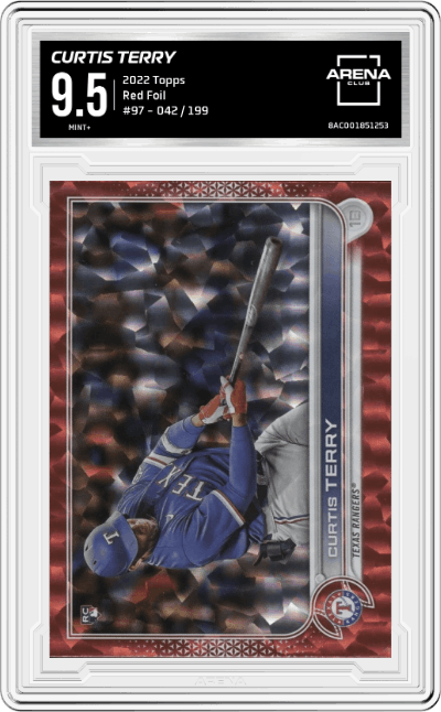 Curtis Terry from the 2022 Topps   set featuring a Red Foil parallel graded by Arena Club and given an overall grade of 9.5.