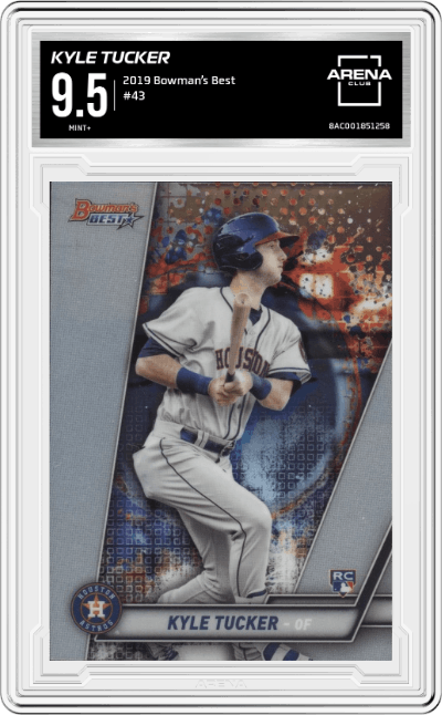 Kyle Tucker from the 2019 Bowman’s Best set graded by Arena Club and given an overall grade of 9.5.
