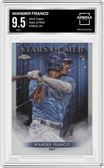 Wander Franco from the 2022 Topps   set graded by Arena Club and given an overall grade of 9.5.