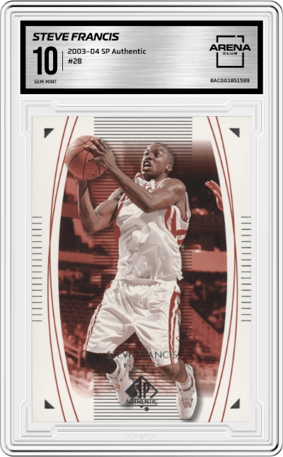Steve Francis from the 2003-04 SP Authentic set graded by Arena Club and given an overall grade of 10.
