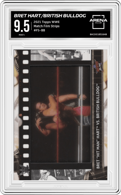 Bret Hart/British Bulldog from the 2021 Topps WWE  set graded by Arena Club and given an overall grade of 9.5.