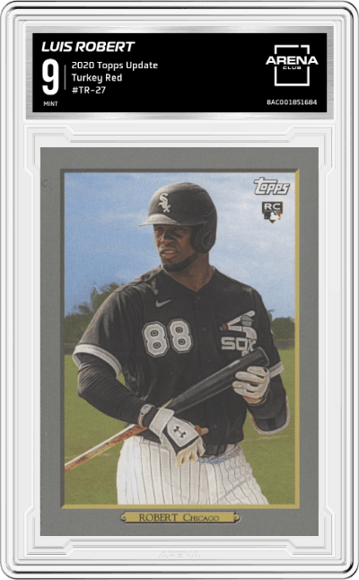 Luis Robert from the 2020 Topps Update  set graded by Arena Club and given an overall grade of 9.