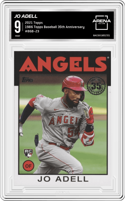 Jo Adell from the 2021 Topps set graded by Arena Club and given an overall grade of 9.