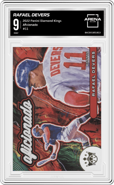 Rafael Devers from the 2022 Panini Diamond Kings set graded by Arena Club and given an overall grade of 9.