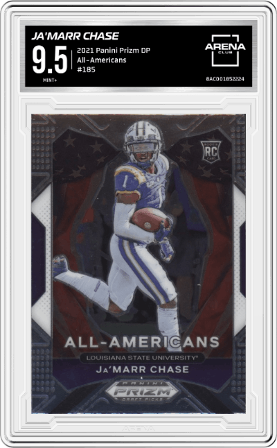 Ja'Marr Chase from the 2021 Panini Prizm Draft Picks set graded by Arena Club and given an overall grade of 9.5.