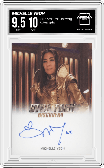 Michelle Yeoh from the 2018 Star Trek Discovery set graded by Arena Club and given an overall grade of 9.5.