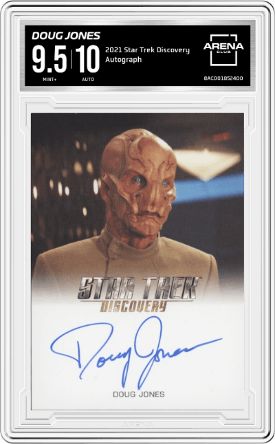 Doug Jones from the 2021 Rittenhouse Star Trek Discovery set graded by Arena Club and given an overall grade of 9.5.