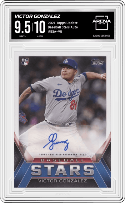 Victor Gonzalez from the 2021 Topps Update set graded by Arena Club and given an overall grade of 9.5.