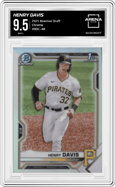 Henry Davis from the 2021 Bowman Draft set graded by Arena Club and given an overall grade of 9.5.