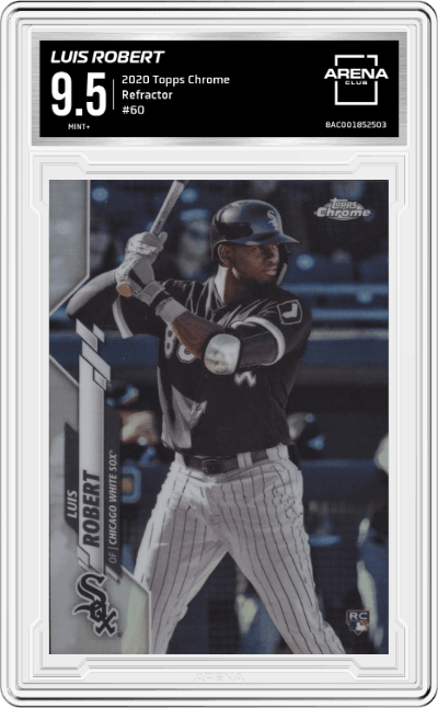 Luis Robert from the 2020 Topps Chrome set featuring a Refractor  parallel graded by Arena Club and given an overall grade of 9.5.