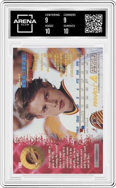 Pavel Bure graded by Arena Club and given an overall grade of 9.5.