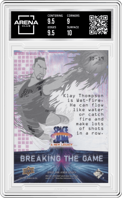 Wet-Fire from the 2021 Upper Deck Space Jam A New Legacy set graded by Arena Club and given an overall grade of 9.5.