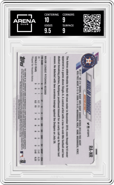 Nivaldo Rodriguez from the 2021 Topps Chrome set graded by Arena Club and given an overall grade of 9.5.