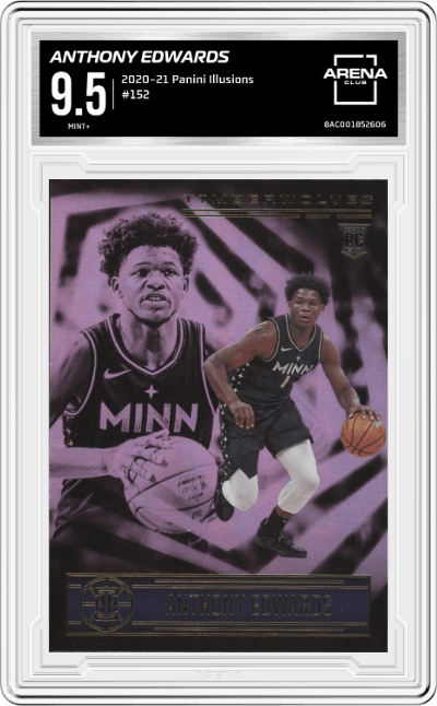 Anthony Edwards from the 2020-21 Panini Illusions  set graded by Arena Club and given an overall grade of 9.5.