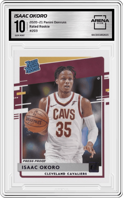 Isaac Okoro from the 2020-21 Panini Donruss set graded by Arena Club and given an overall grade of 10.