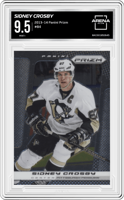 Sidney Crosby from the 2013-14 Panini Prizm set graded by Arena Club and given an overall grade of 9.5.