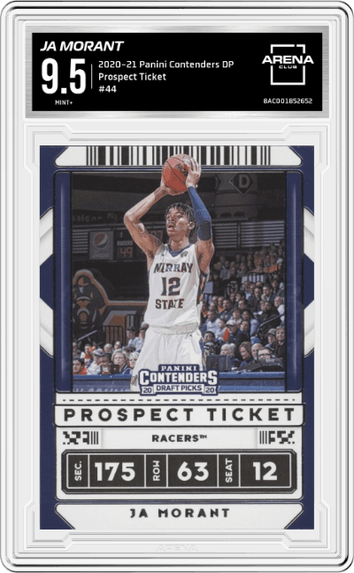 Ja Morant from the 2020-21 Panini Contenders Draft Picks set graded by Arena Club and given an overall grade of 9.5.