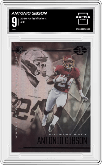 Antonio Gibson from the 2020 Panini Illusions set graded by Arena Club and given an overall grade of 9.