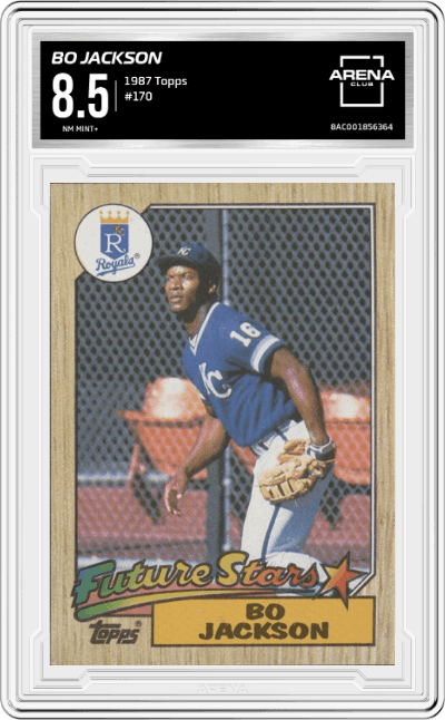 Bo Jackson from the 1987 Topps set graded by Arena Club and given an overall grade of 8.5.
