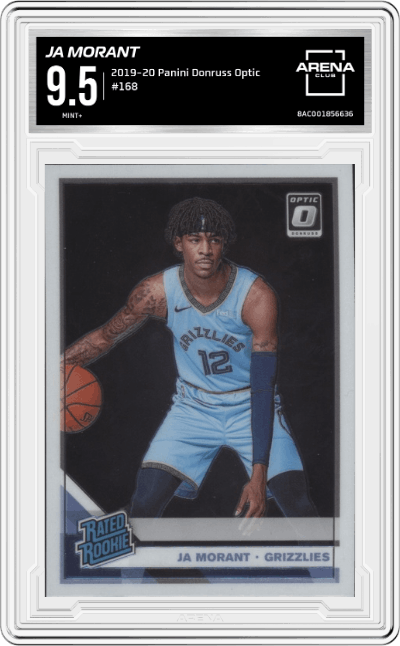 Ja Morant from the 2019-20 Panini Donruss Optic set graded by Arena Club and given an overall grade of 9.5.