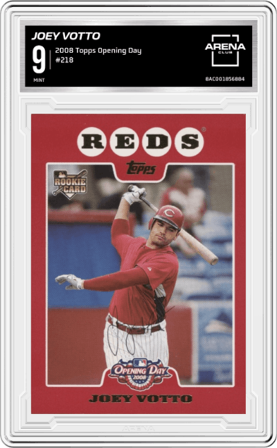 Joey Votto from the 2008 Topps Opening Day  set graded by Arena Club and given an overall grade of 9.