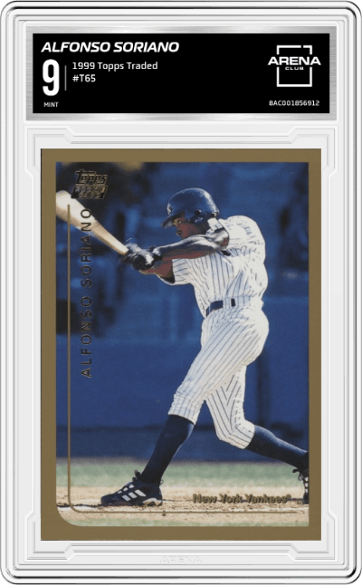 Alfonso Soriano from the 1999 Topps Traded set graded by Arena Club and given an overall grade of 9.