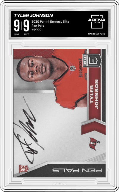 Tyler Johnson from the 2020 Panini Donruss Elite set graded by Arena Club and given an overall grade of 9.