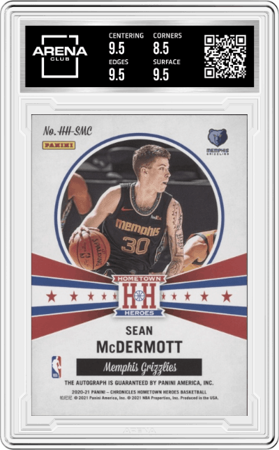 Sean McDermott from the 2020-21 Panini Chronicles set graded by Arena Club and given an overall grade of 9.