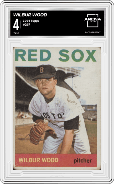 Wilbur Wood from the 1964 Topps set graded by Arena Club and given an overall grade of 4.