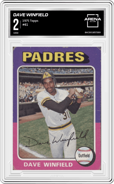 Dave Winfield from the 1975 Topps set graded by Arena Club and given an overall grade of 2.