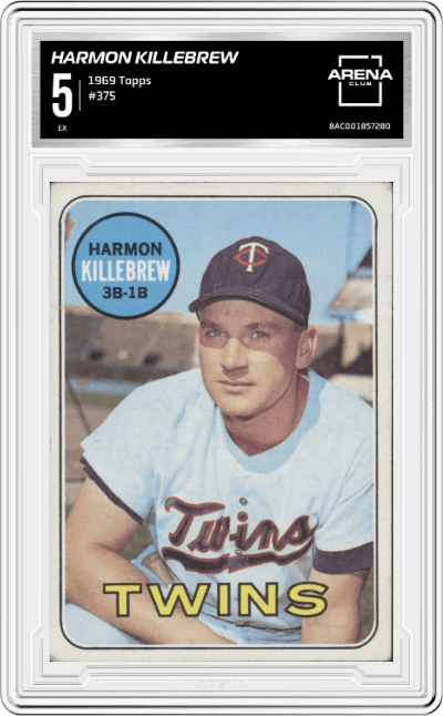 Harmon Killebrew from the 1969 Topps set graded by Arena Club and given an overall grade of 5.