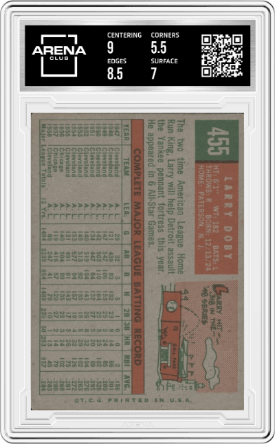 Larry Doby from the 1959 Topps set graded by Arena Club and given an overall grade of 6.