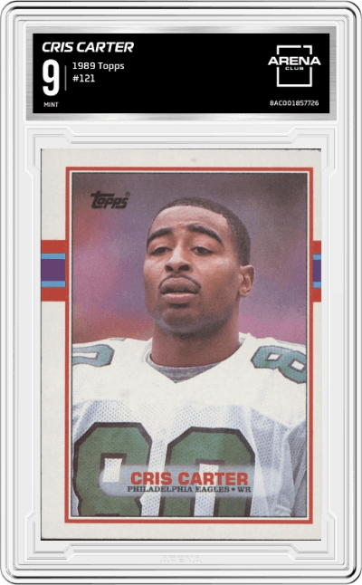 Cris Carter from the 1989 Topps set graded by Arena Club and given an overall grade of 9.