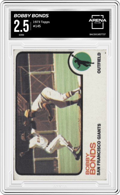 Bobby Bonds from the 1973 Topps set graded by Arena Club and given an overall grade of 2.5.