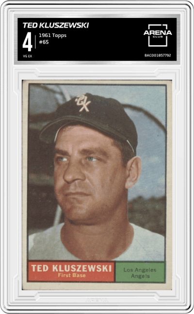 Ted Kluszewski from the 1961 Topps set graded by Arena Club and given an overall grade of 4.