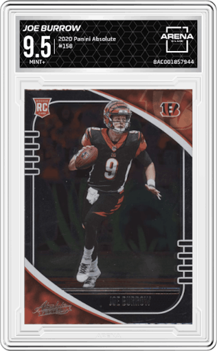 Joe Burrow from the 2020 Panini Absolute set graded by Arena Club and given an overall grade of 9.5.