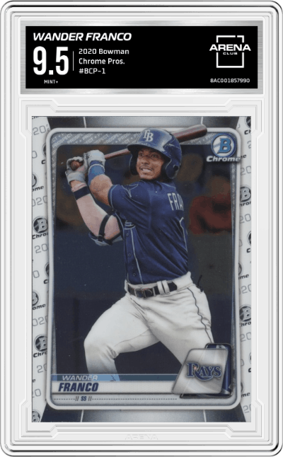 Wander Franco from the 2020 Bowman set graded by Arena Club and given an overall grade of 9.5.