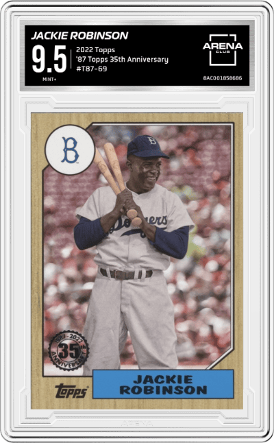 Jackie Robinson from the 2022 Topps   set graded by Arena Club and given an overall grade of 9.5.