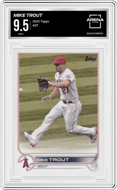 Mike Trout from the 2022 Topps   set graded by Arena Club and given an overall grade of 9.5.