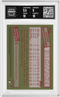 Andrew Benintendi from the 2020 Topps Silver Pack set featuring a Green parallel graded by Arena Club and given an overall grade of 9.5.