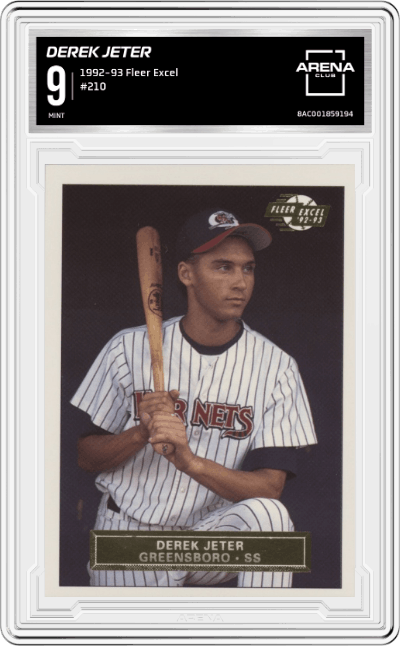Derek Jeter from the 1992-93 Fleer Excel set graded by Arena Club and given an overall grade of 9.