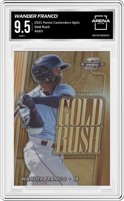 Wander Franco from the 2021 Panini Contenders Optic set graded by Arena Club and given an overall grade of 9.5.
