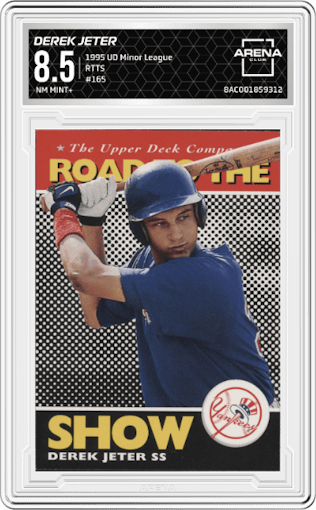 Derek Jeter from the 1995 Upper Deck Minor League set graded by Arena Club and given an overall grade of 8.5.