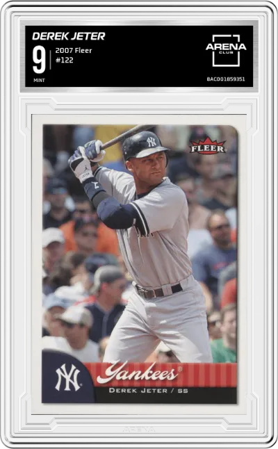 Derek Jeter from the 2007 Fleer  set graded by Arena Club and given an overall grade of 9.