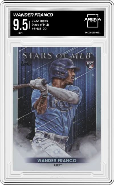 Wander Franco from the 2022 Topps   set graded by Arena Club and given an overall grade of 9.5.