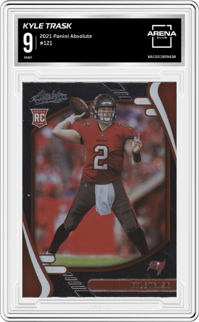 Kyle Trask from the 2021 Panini Absolute set graded by Arena Club and given an overall grade of 9.